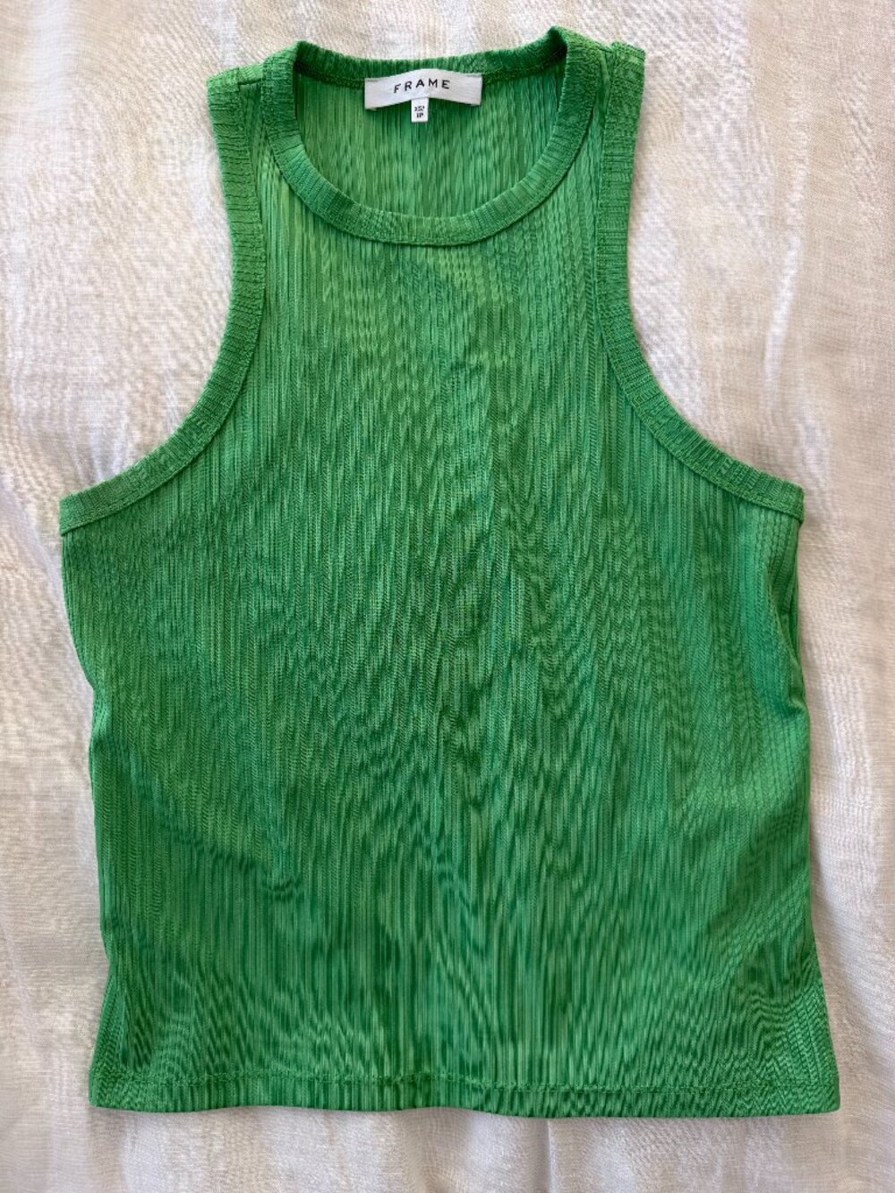 Frame Ribbed Tank Top in Bright Peridot